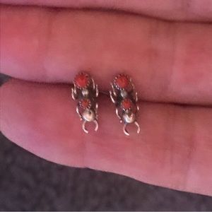 925 Silver/Carnelian Stone Red Ant Earrings